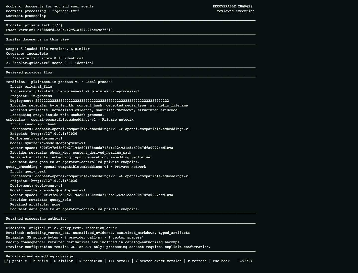 Similar documents found locally from stored embeddings in the TUI