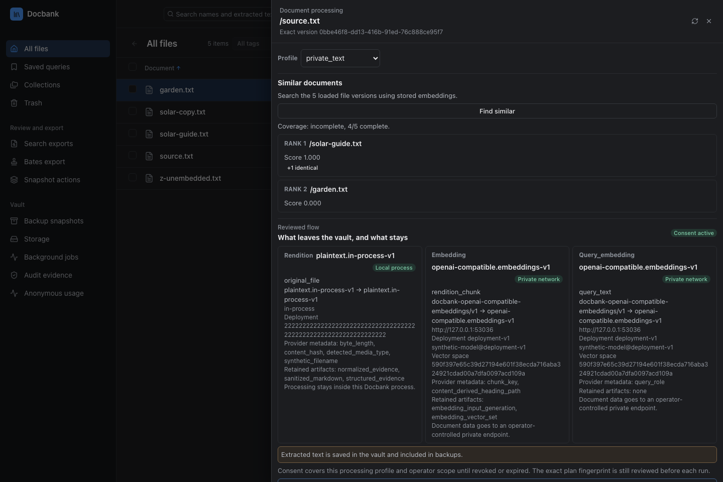 Related documents found from stored embeddings in the loaded view